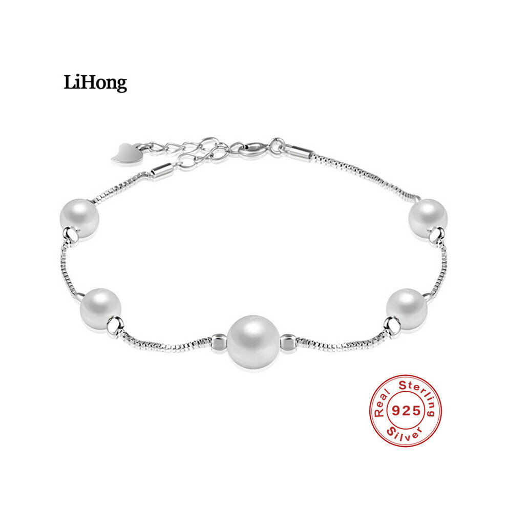 925 Sterling Silver Bracelet Natural Freshwater Pearl Bracelet Woman Jewelry Charm Bracelet