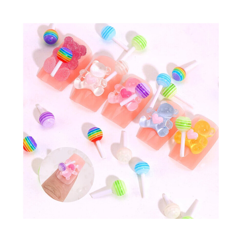 20 Pcs Of Nail Art Simulation Candy Decoration Mini Colored Lollipop Nail Sticker Jewelry DIY Resin Accessories