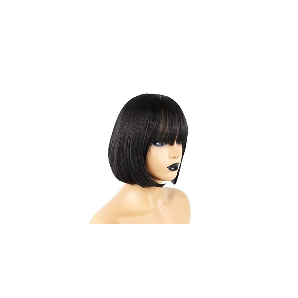 Short-length Synthetic Straight Wig Black Bob Wig Bob Hair Wig Party Cosplay Costume for Women Ladies