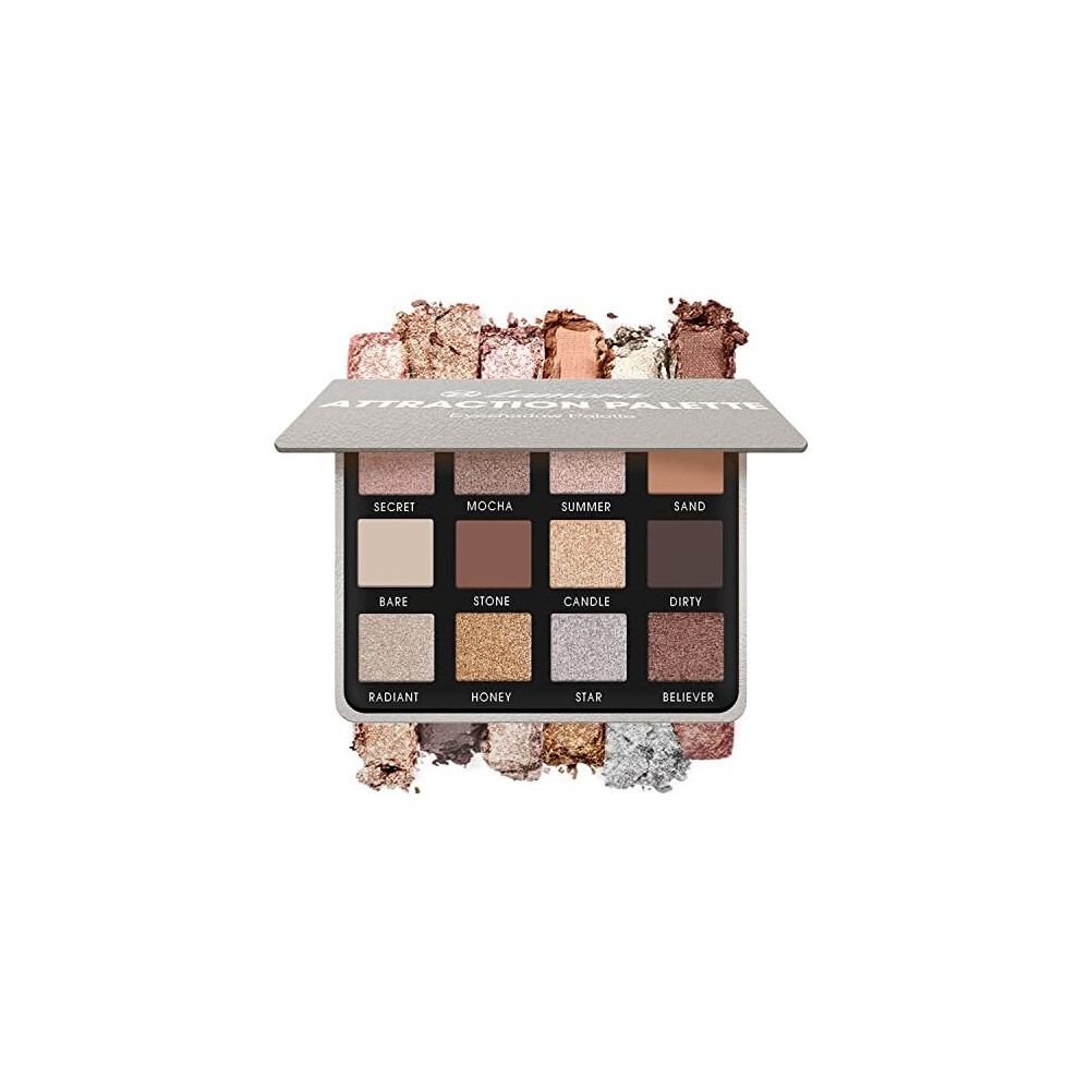 Smoky Eyes Nude Eyeshadow Palette - 12 Highly Pigmented Cool Toned Shimmer Matte Colours For Professional Everyday Neutral Natural Looks - Travel Size