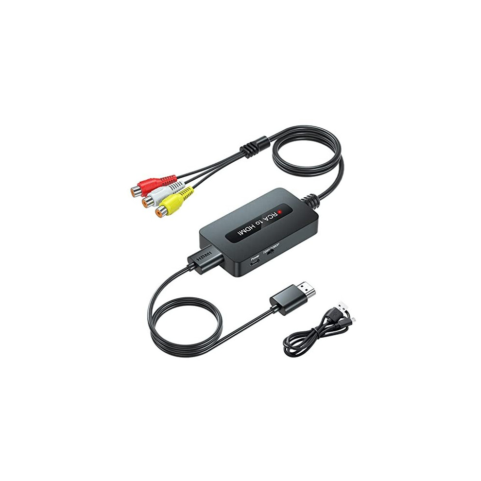Female Rca To Hdmi Cable Converter With Rca And Hdmi Cables, Cvbs Composite Av To Hdmi Converter, Rca In Hdmi Out Converter For N64/Wii/Ps2/Xbox With 5014107069117