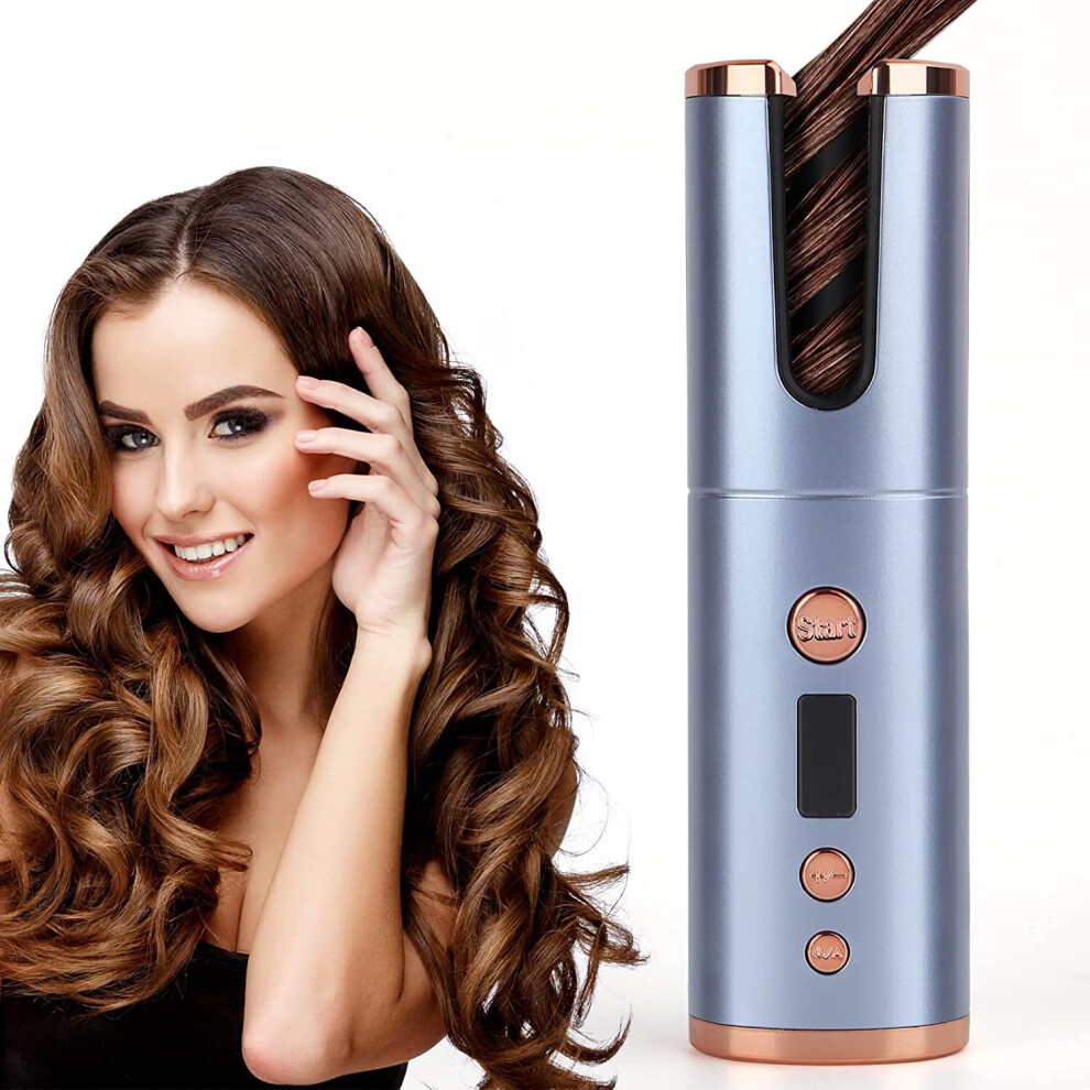 Wireless Automatic Hair Curler, 4000MAH Heated Curling Wand with 60 Minutes of Battery Life,USB Rechargeable Portable Hair Curlers for Long Hair