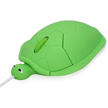 Cartoon Mini USB Wired Mouse Cute Small Kids Animal Computer Travel Mice Portable Novelty 3D Green Turtle Shape Optical Mouse for Children Girls
