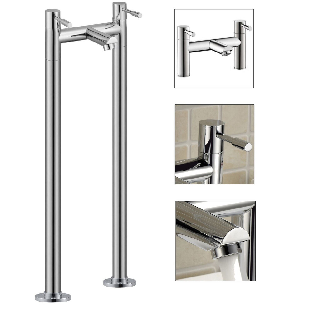 Blossom Modern Floor Mounted Freestanding Chrome Bath Filler Tap