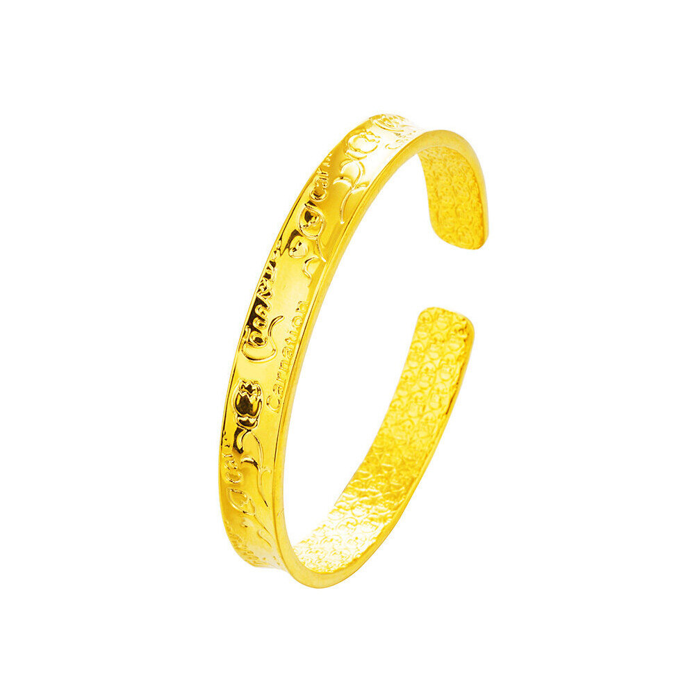 European Hot Woman Female Party Birthday Wedding Mother Gift Vintage Rose Open 24KT Bangle BE295-image-OPC-PBSF2BK-NEW