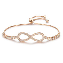 Endless Mens Bracelets 925 Sterling Silver CZ Rose Charm Bracelet Infinity Tennis Bracelets for Women Jewelry