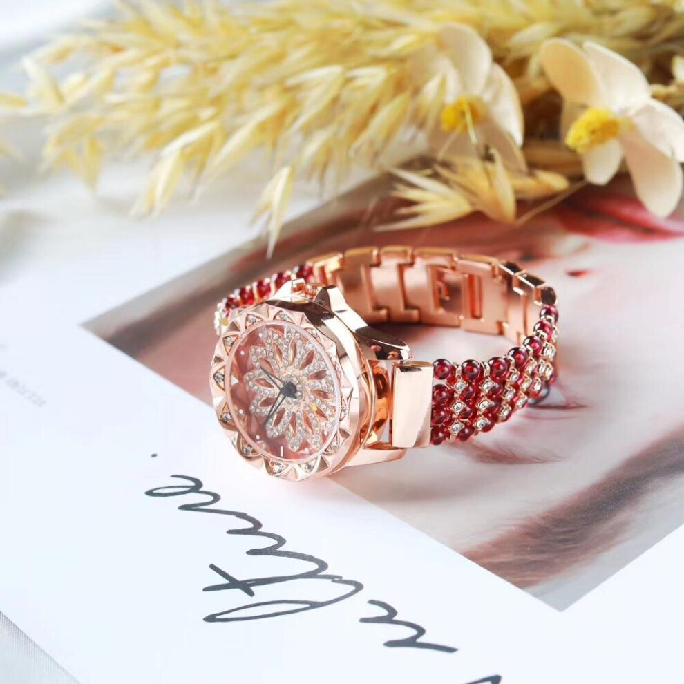 natural garnet stone bracelet & 33mm watch DIY jewelry for woman waterproof watch for beach !-image-OPC-PBSFZ79-NEW