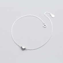 Heart Anklet Real 925 Sterling Silver Love Heart Ankle Bracelets Foot Chains for Women Girls Summer Jewelry