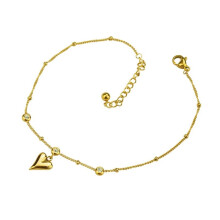 Sterling Silver Heart Pendant Anklet For Woman's Halloween Party Ankle Accessories Girl's Jewelry Gift