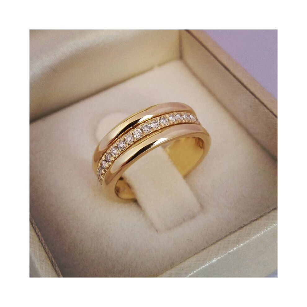 Classic Wedding Women Ring Finger Rings with Middle Paved CZ Stones Understated Delicate Female Engagement Jewelry