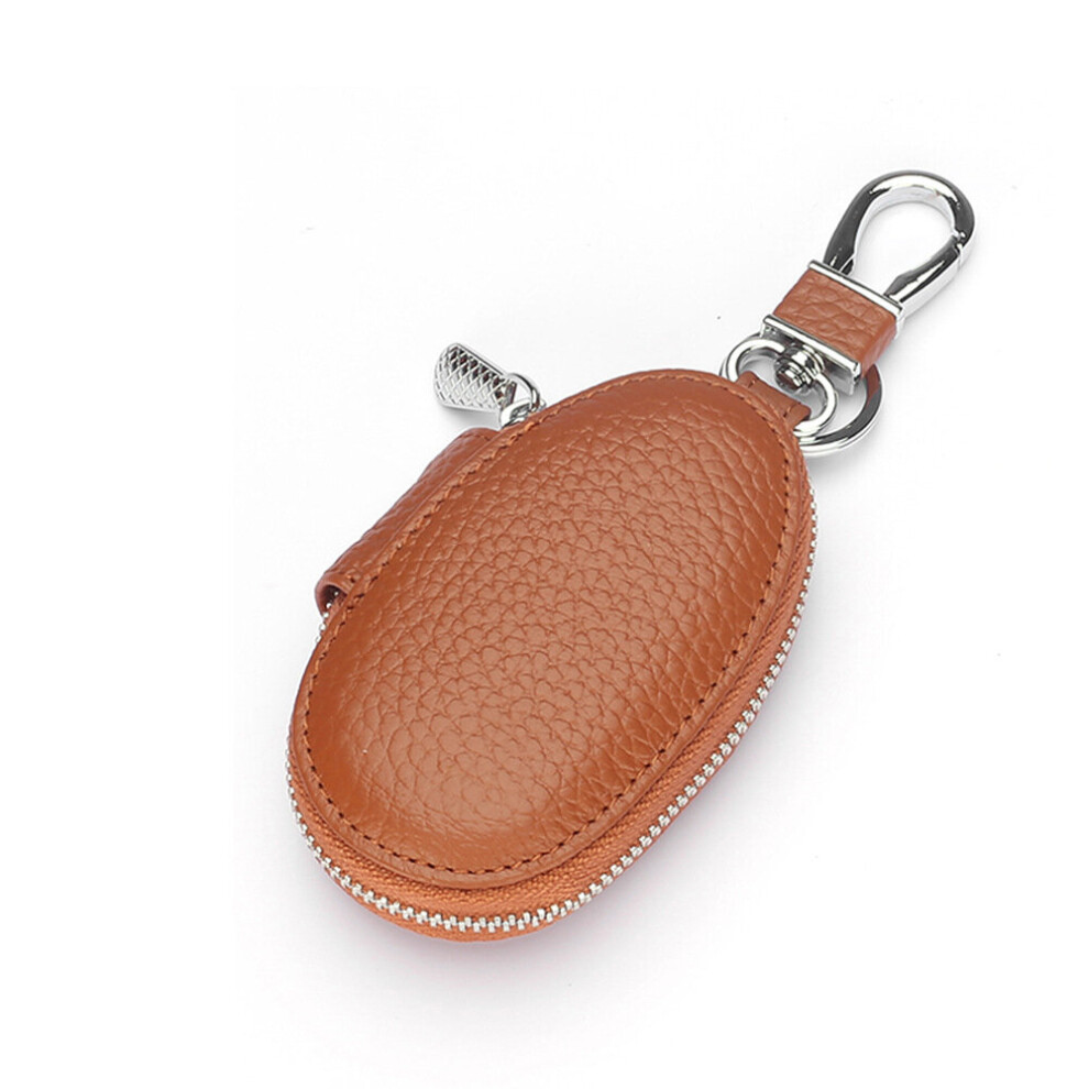 Zipper Car Key Wallet Man And Woman Leather Keys Organizer Pouch Cowhide Keychain Holder Small Key Case Brown 885659307928