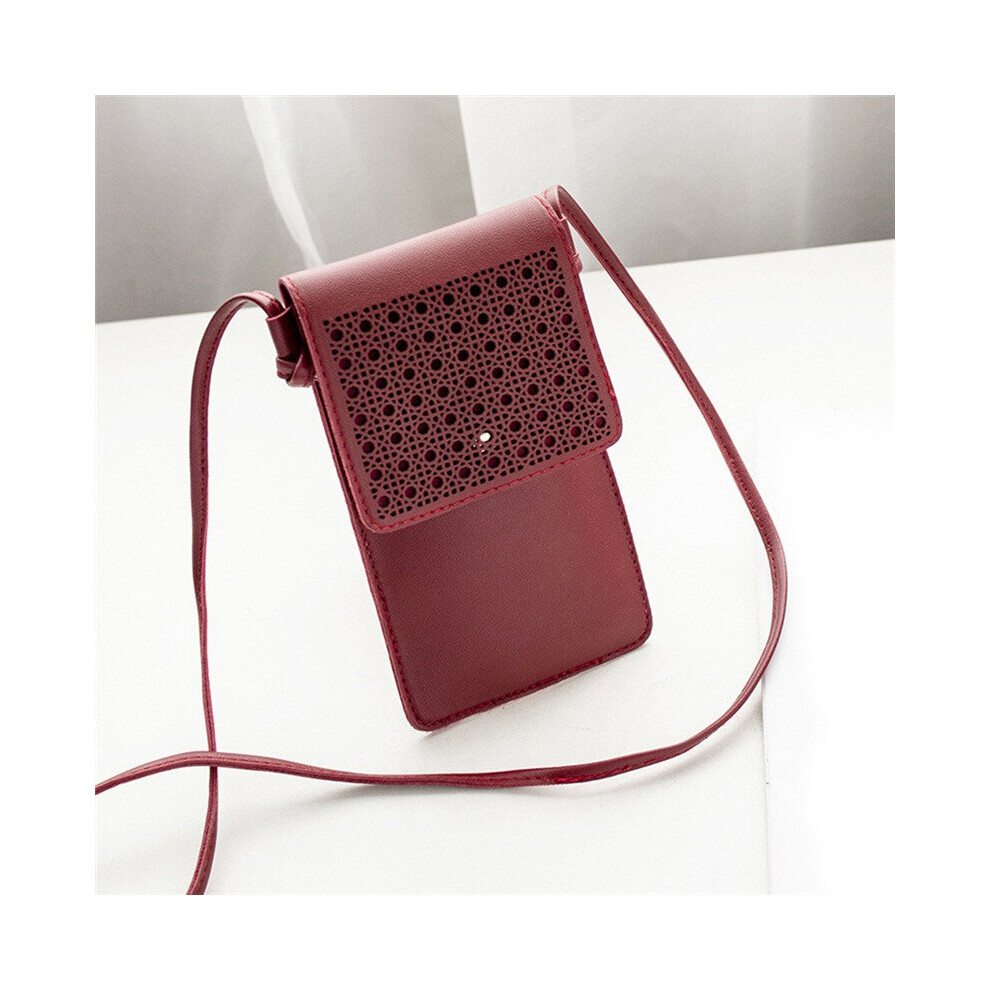 Small Women Handbag Transparent Touch Screen Cell Phone Bag Women PU Leather Messenger Bags Small Carving Flap Bag Shoulder Bag-image-OPC-PBSJR85-NEW