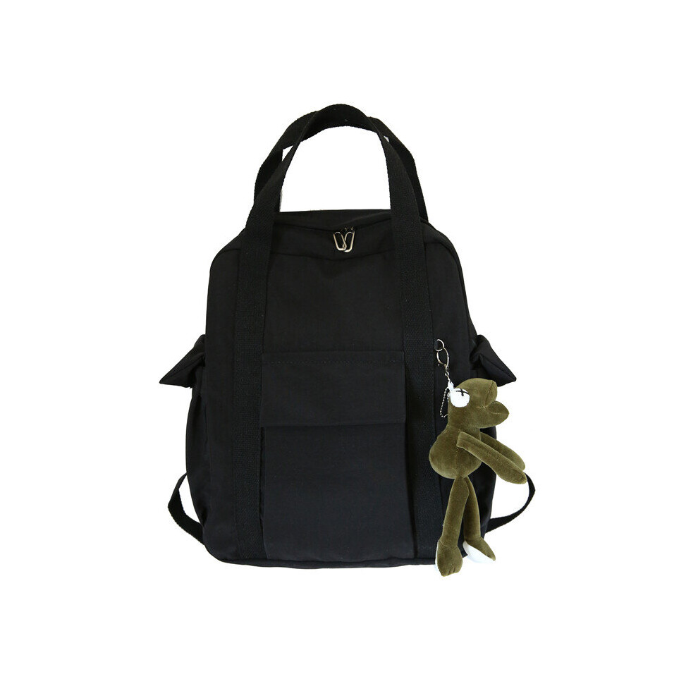 (Black-No pendant) Solid Women'S Waterproof Nylon Backpack School Bag For Teenage Girl Shoulder Travel Bag School Backpack-image-OPC-PBSNPNK-NEW