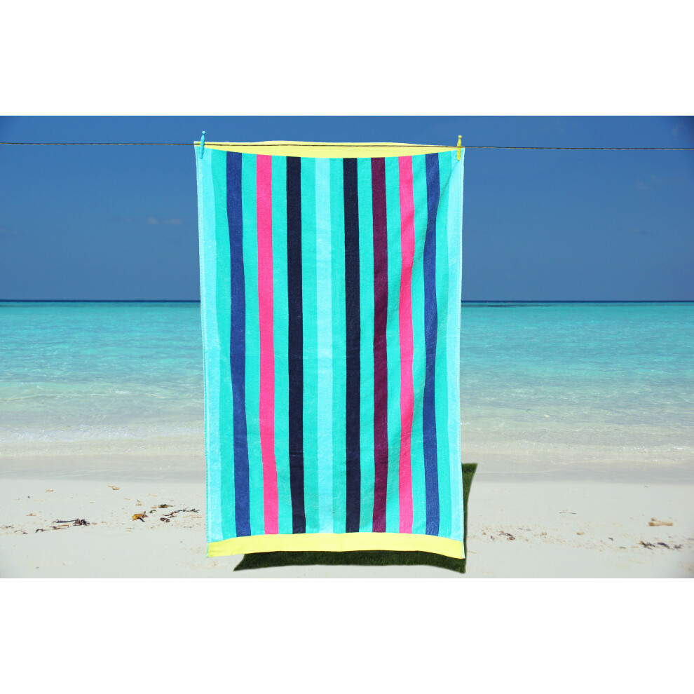 (Multi Stripe Blue) Beach Towels Large Luxury Cotton Holiday Towels