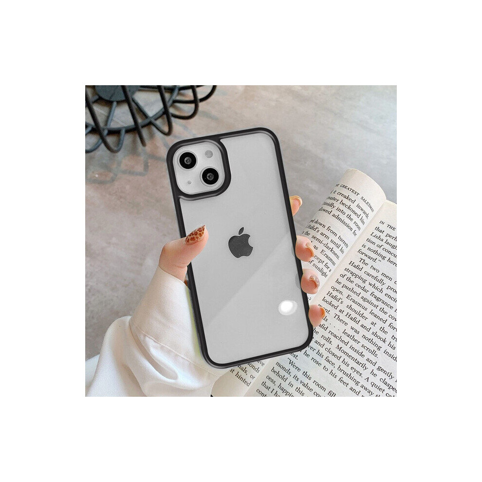 (For Iphone 14, ) Candy Shockproof Silicone Bumper Phone Case For Iphone 14 12 13 Pro Max Plus Transparent Protection Back Cover Black 763753353464