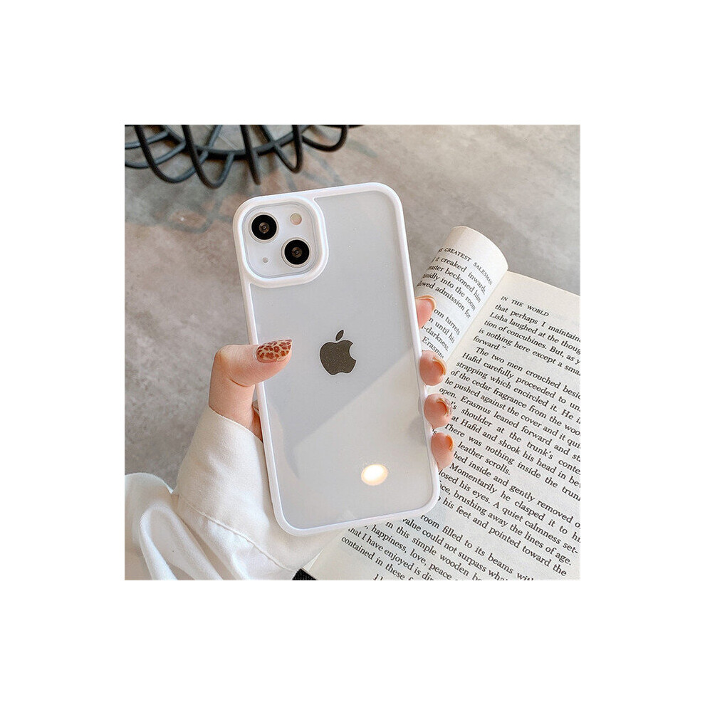 (For Iphone 13, ) Candy Shockproof Silicone Bumper Phone Case For Iphone 14 12 13 Pro Max Plus Transparent Protection Back Cover White 763753353501