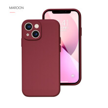 (For iphone12 PRO MAX, MAROON) Phone Case For IPhone 12 13 14 Pro Max Plus Contracted Pure Color Shockproof Liquid Silicone Soft Back Cover