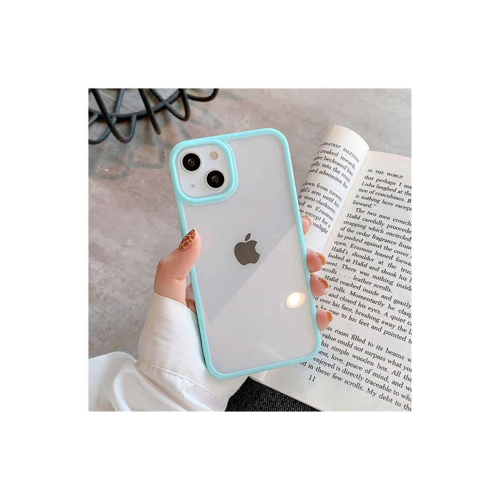(For Iphone 12, ) Candy Shockproof Silicone Bumper Phone Case For Iphone 14 12 13 Pro Max Plus Transparent Protection Back Cover Blue 763753354027