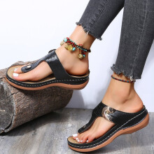 Summer Women's Sandals Sandals Women Splicing Slides PU Leather Female Flip Flops Ladies Retro Platform Shoe Slippers