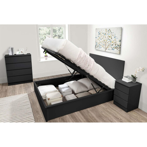 Birlea Double Ottoman Bed Black Frame Birlea Oslo Storage 4FT6 Modern Bedstead 2