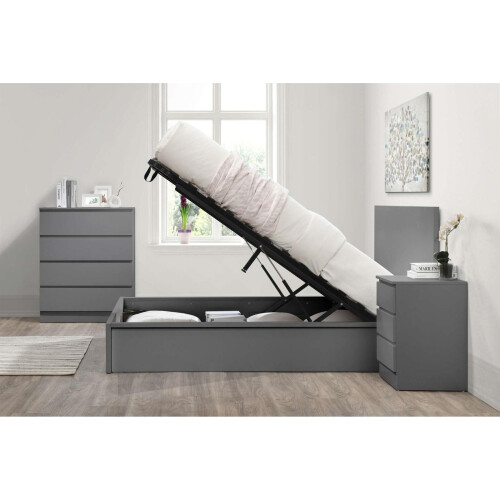 Birlea Double Ottoman Bed Grey Frame Birlea Oslo Storage 4FT6 Modern Bedstead 2
