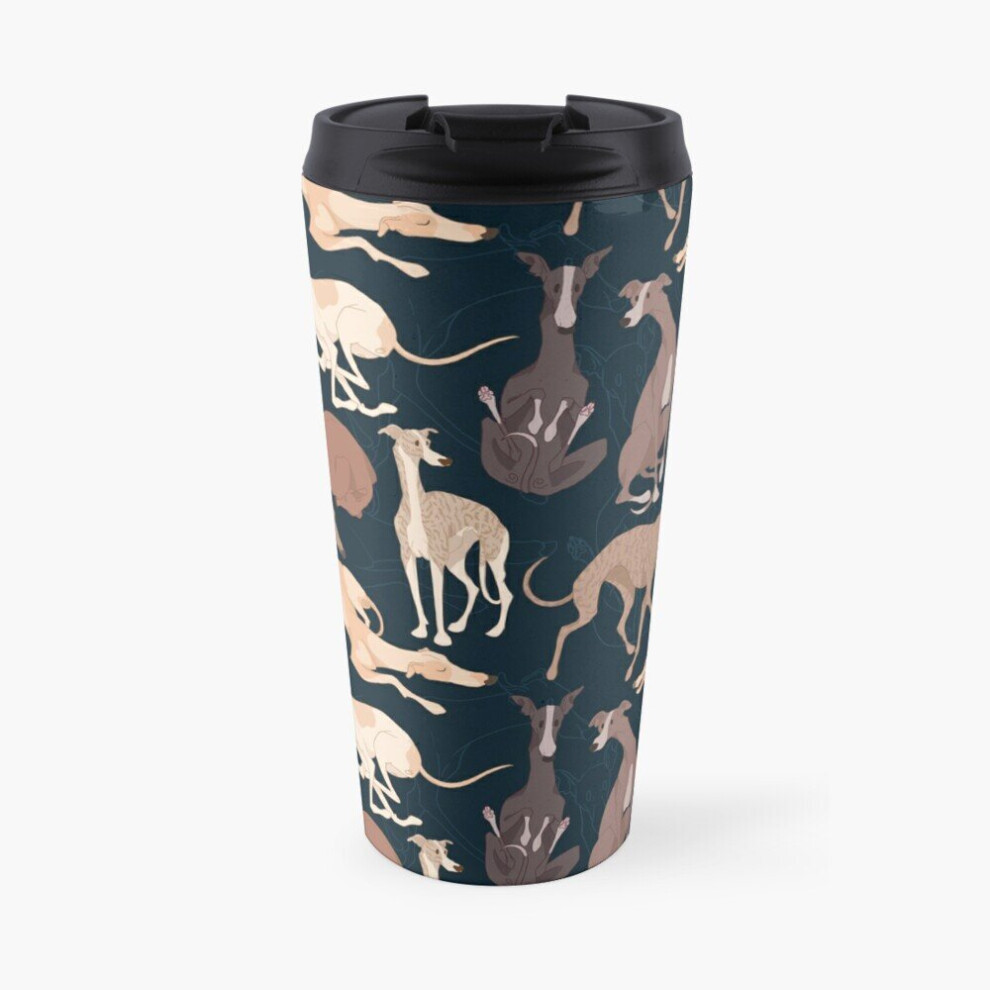 Insulated Travel Coffee Mug Whippet Good - Dark  Stainless Steel Cup Tumbler 17oz