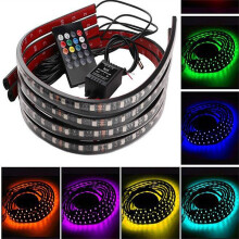 2*0.9m(3ft)+2*1.2m(4ft) Car Light Exterior Underglow Flexible Neon Led Strip Light Remote Control RGB Color Changing Decorative Atmosphere