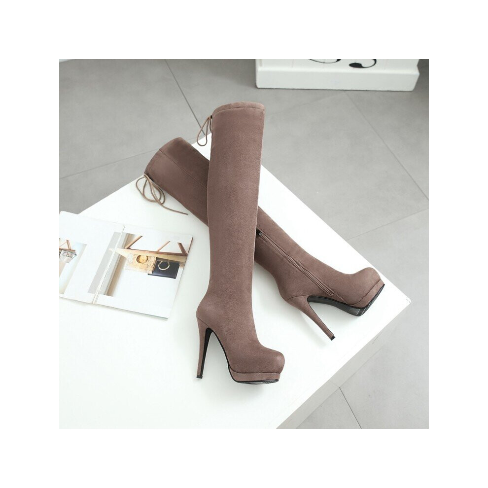 Oversize Large size Big size High autumn and winter women's shoes Thin heel platform boots winter boots for women-image-OPC-PBT8J8J-NEW