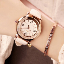 Women Watch Leisure Set Auger Leather Stainless Steel Quartz Watches Wristwatch Ladies Girls Clock