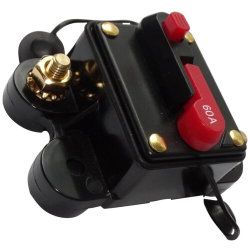 Automatic Fuse - Resettable Circuit Breaker - 60A - 12V 24V 32V 48V Dc - Car Auto Amplifier - Black - 72X49X45Mm
