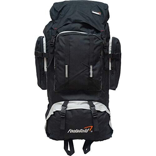 foolsGold Extra Large Hiking Travel Backpack Rucksack Top and Bottom Loading Black