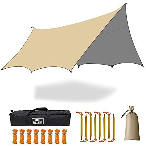 YSSOA Waterproof Camping Tarp 11.8x9.5 Ft - Lightweight Hammock Rain Fly & Emergency Shelter