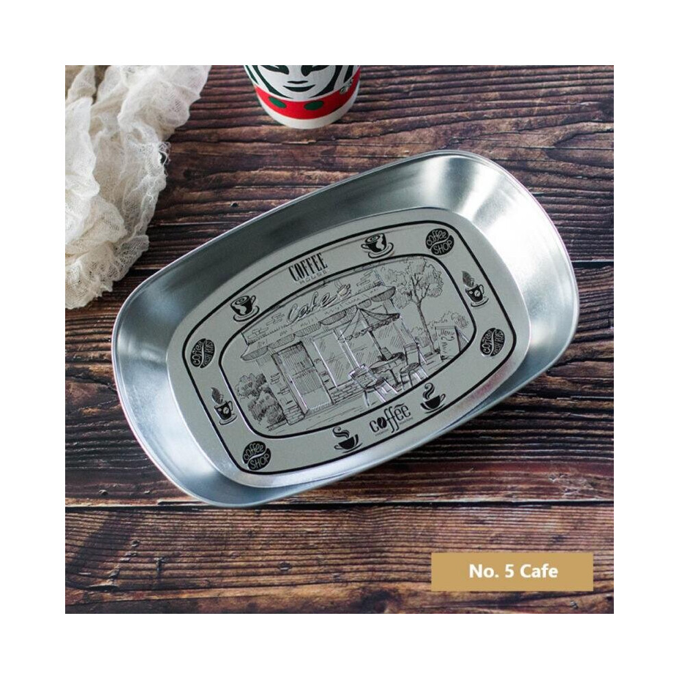 (a-05) European Retro Metal Snack Plate Iron Plate Boat-Shaped Fruit Plate Tinplate Small Fruit Tray Kitchen Plate Western Steak-image-OPC-PBTHBY5-NEW