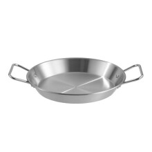 (a-Silver 22cm) 18-26cm Durable Stainless Steel Frying Pans with Double Ear Spanish Paella Saucepan Non-Stick Kitchen Cooking Pots Kitchenware