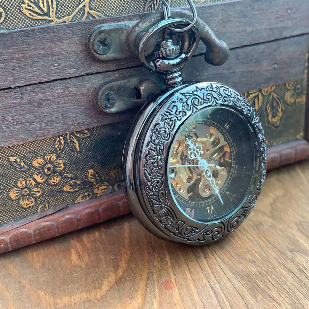 8942Retro glass Roman scale e open cover mechanical pocket watch men and women with necklace-image-OPC-PBTJP9S-NEW