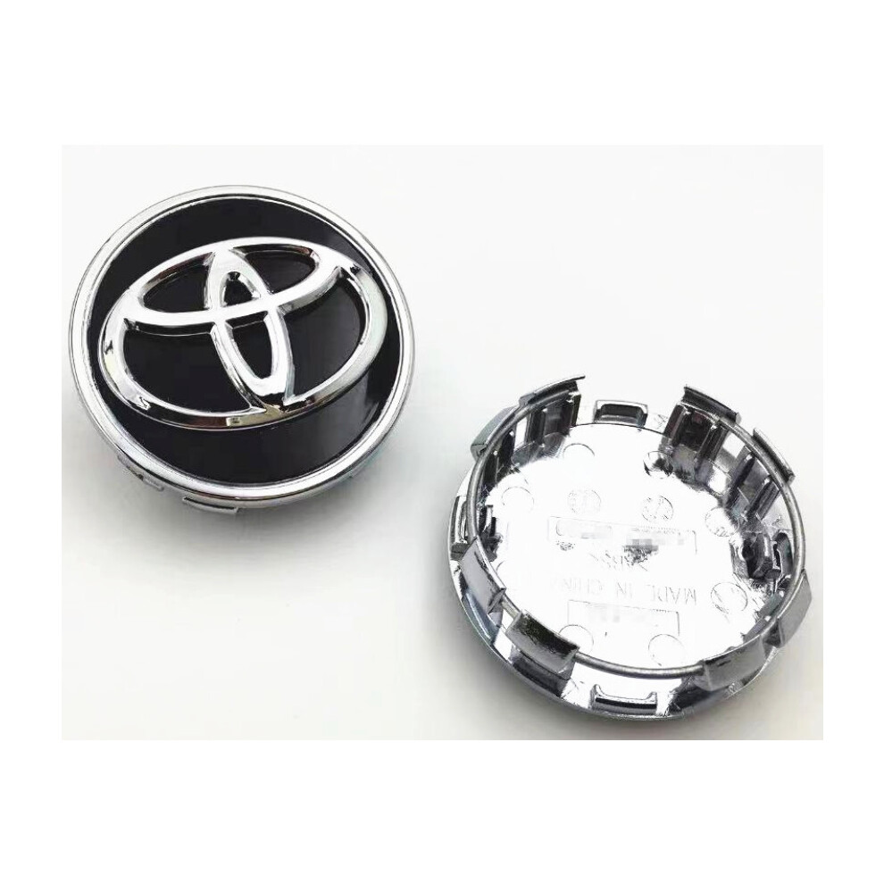 SET OF 4 TOYOTA WHEEL RIMS CENTER CAPS BLACK/CHROME 62MM CAMRY/COROLLA