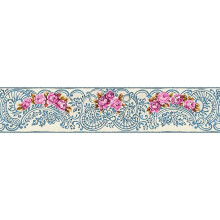 AS Creation Wolfgang Joop White Blue Rose Swirl Wallpaper Border Floral Textured