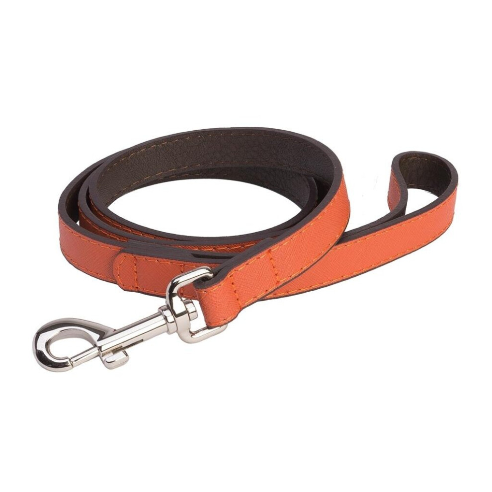 DO&G Dog Puppy Leather Lead Quality Real Leather - Orange