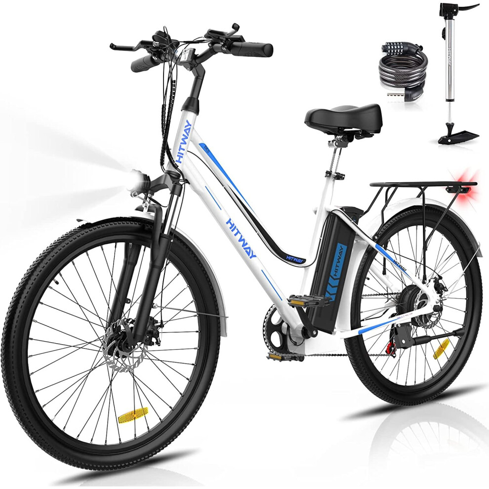 (HITWAY Electric Bike, 26" E Bike, up 70KM City Bike MT Bikes Bicycle) HITWAY 26" Electric Bike