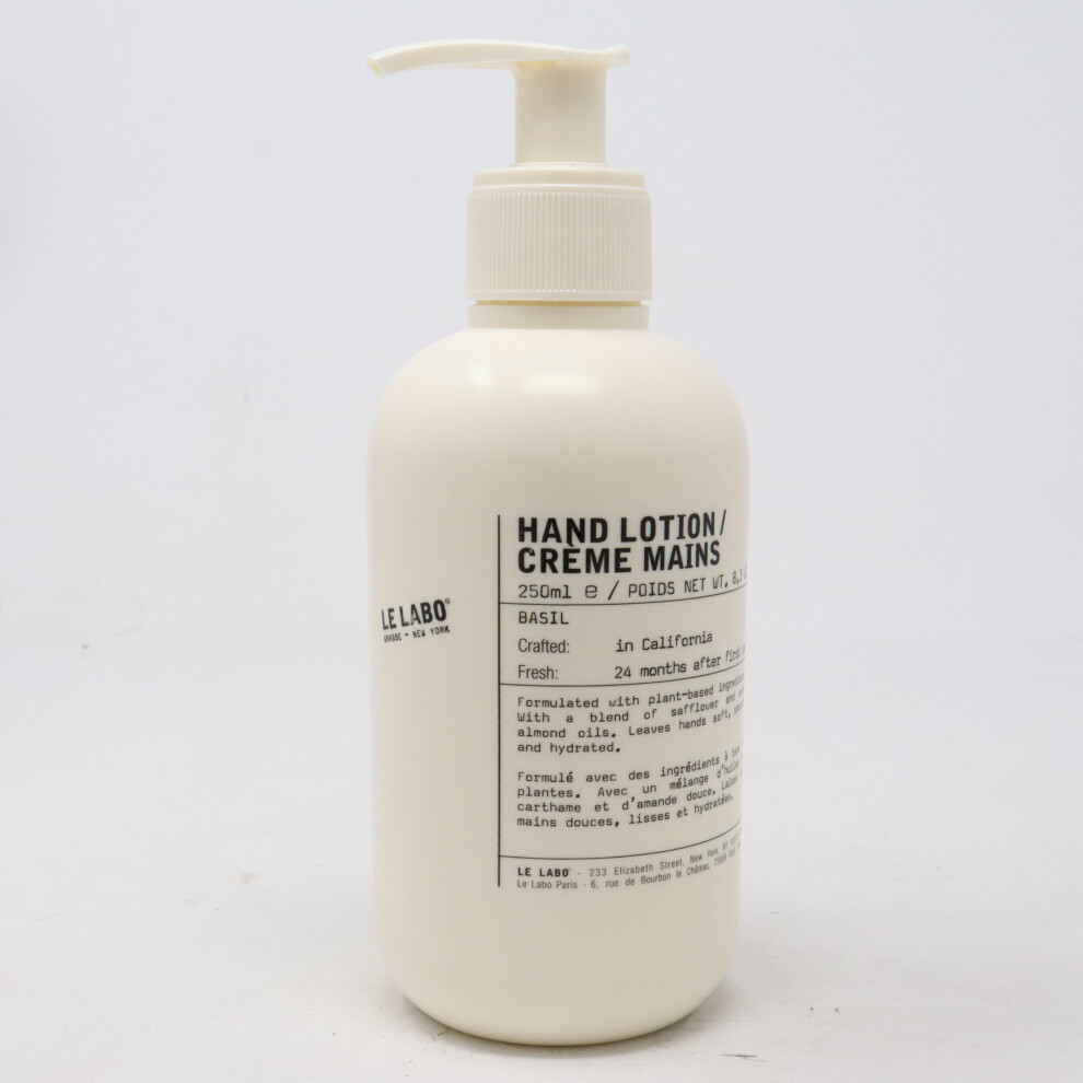 Le Labo Basil Hand Lotion 8.3Oz/250Ml New With Box