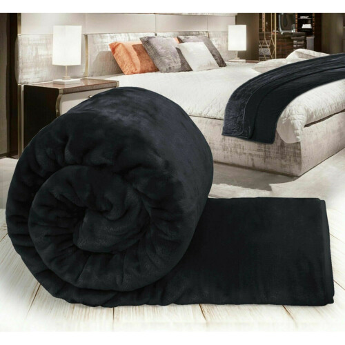 (Black, King) Moonlight Bedding Large Mink Blanket Multi-use Pet Fleece Throw 1