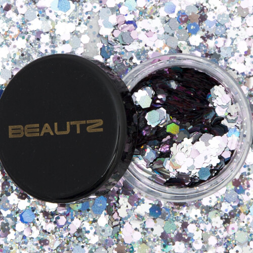 (SILVER) Beautz Chunky Glitter 10ml pot with 5gram Glitter 2