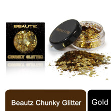 (GOLD) Beautz Chunky Glitter 10ml pot with 5gram Glitter