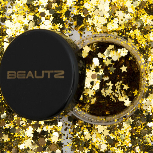 (GOLD) Beautz Chunky Glitter 10ml pot with 5gram Glitter 2