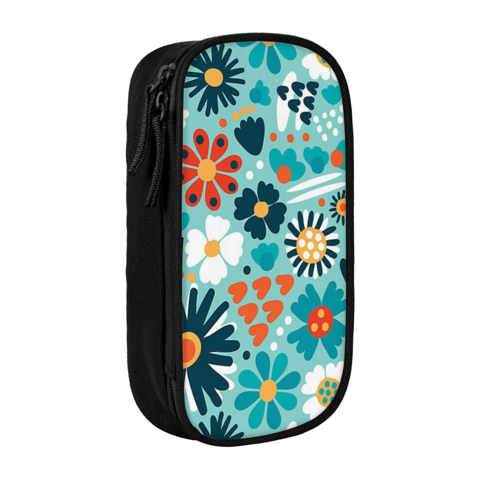 Photos - Pen cil Case Flowers  Holder Box Pouch Bag with Double Zippers for School Office Work