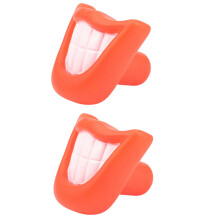 2X Funny Puppy Chew Sound Squeaky Giggle Big Smile Lips & Teeth Play Toy Red
