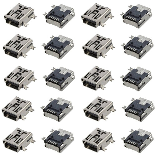 2X Replacement Mini USB Type B Female 5 Pin PCB Board Mount Charger Connector 10 Pcs