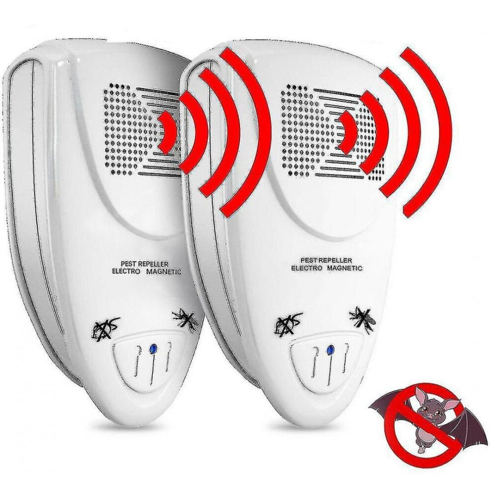 (UK PLUG, White) 2pcs Ultrasonic Bat Repellent Pest Repellants Control,get Rid Of Bats In 72 Hours