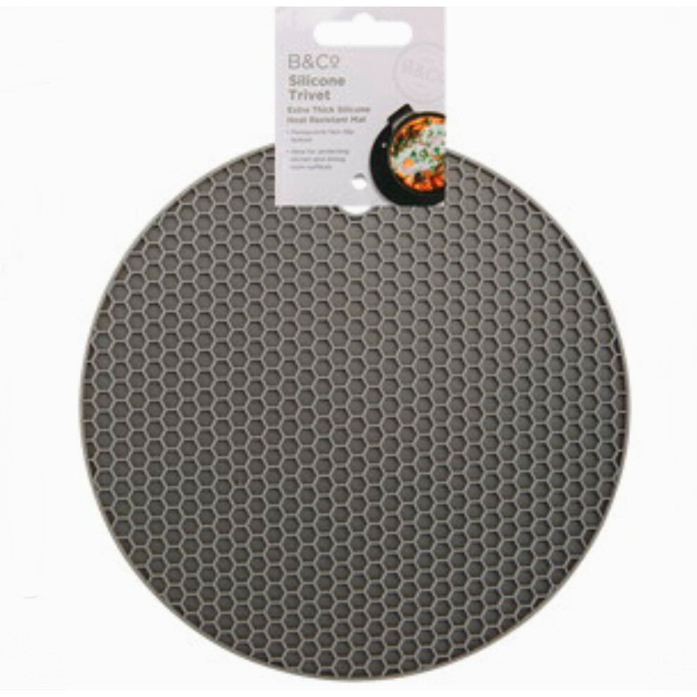 Silicone Trivet Mat Round Hot Pan Pad Non Slip Heat Resistant Grey