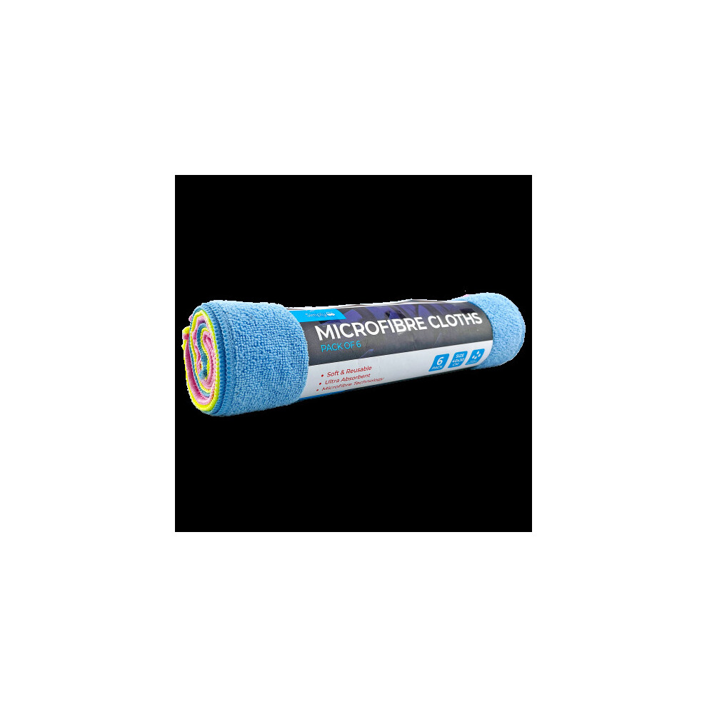 6 X Large Microfibre Cloths Car Cleaning Valeting Waxing Detailing Polishing Dry 5056563101987